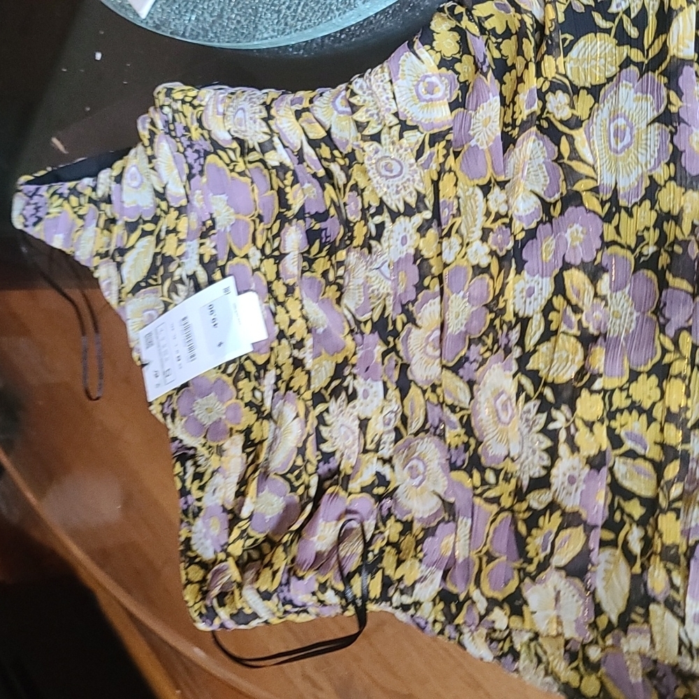 Zara - Yellow Purple Floral Glitter Drape One Shoulder Bodycon Dress -Size S NWT - Picture 3 of 7